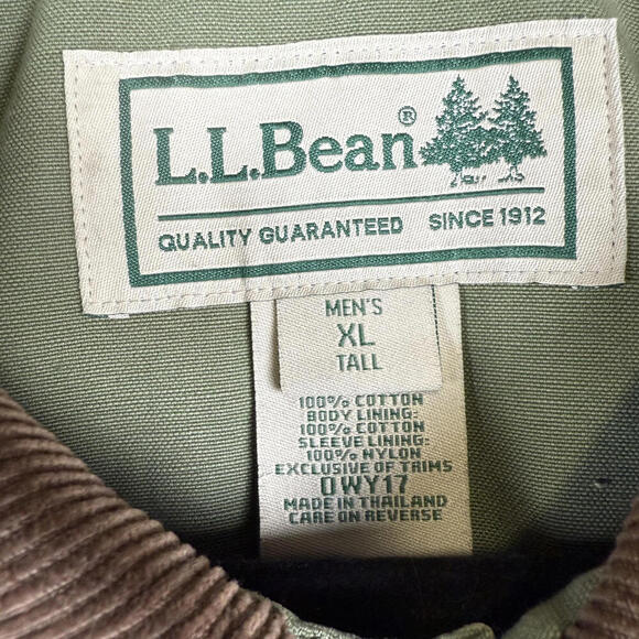 Vintage 90s L.L. Bean Men's Size XL Tall Oversized Soft Green Trench Coat Jacket - Picture 2 of 5